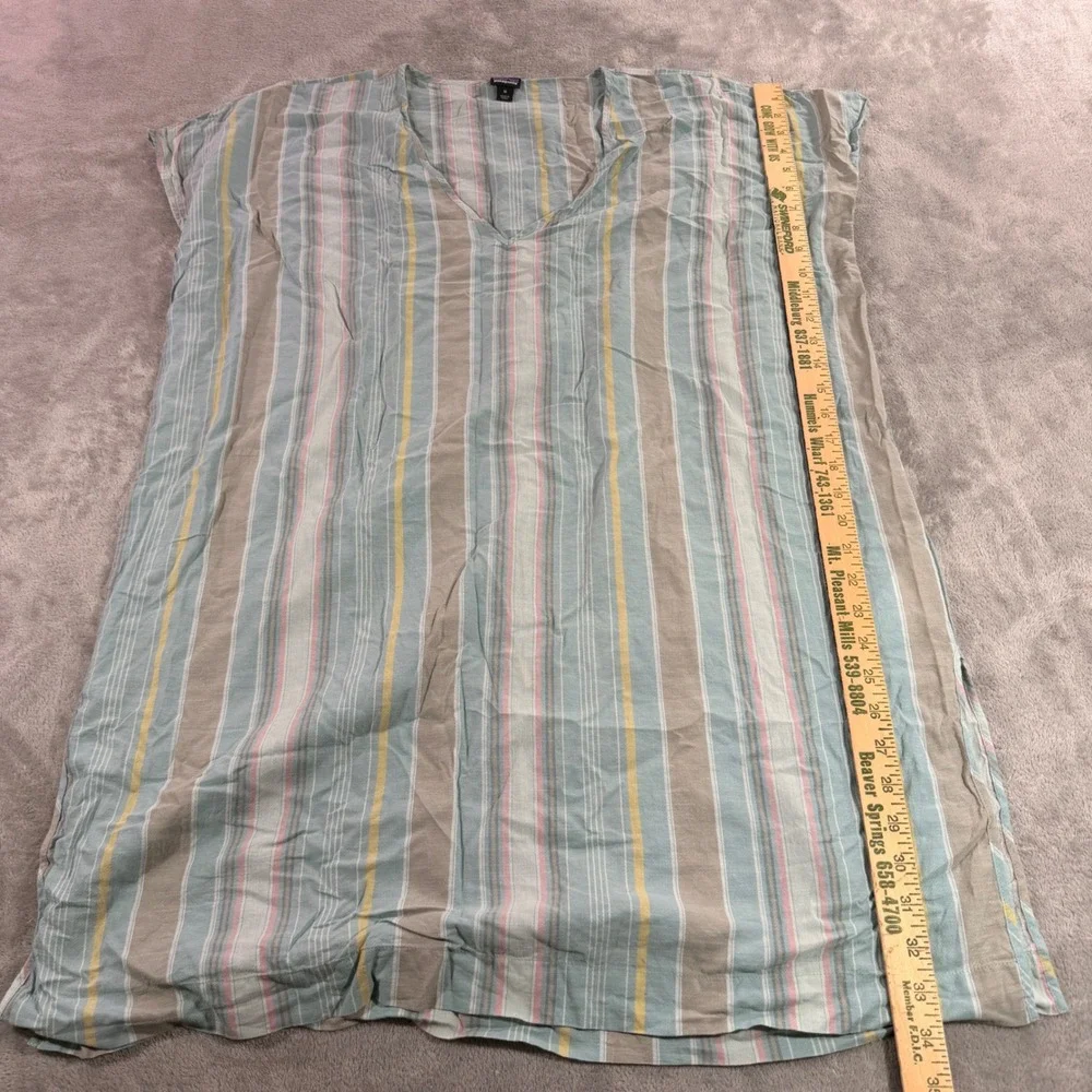 Patagonia Tunic Dress Womens‎ M Blue Striped Organic Cotton Hemp 58295 SP19